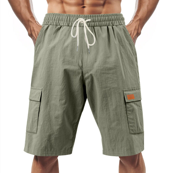 Loose Sports And Leisure Solid Color Linen Drawstring Shorts