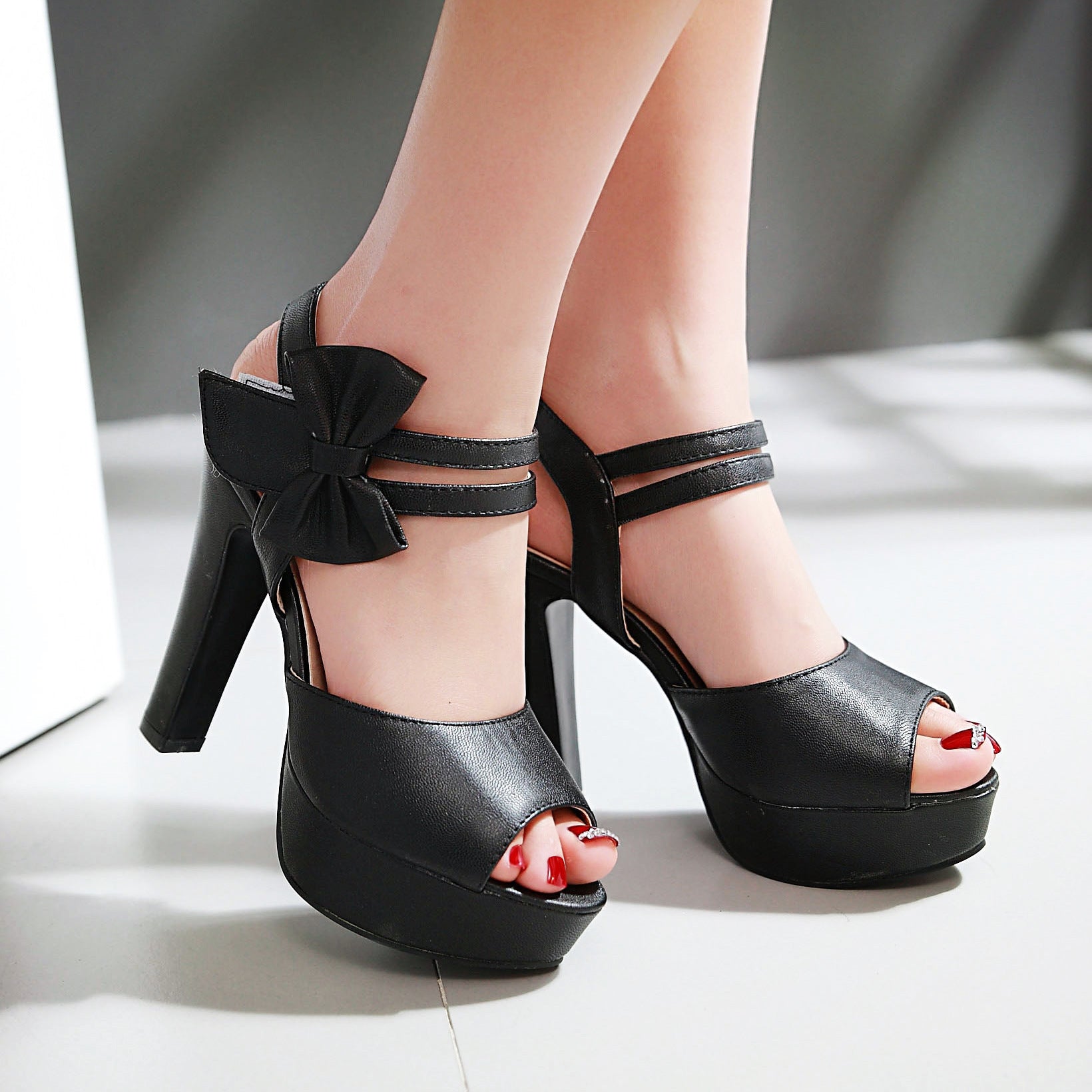 Fish-mouth Shoes Bow-knot Sandals Womens