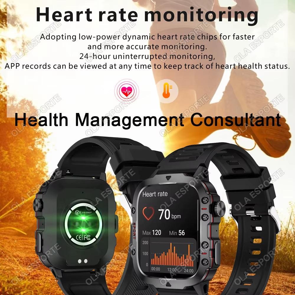     Luxury Men Smart Watch – Fitness Tracker + Call + LED Light”